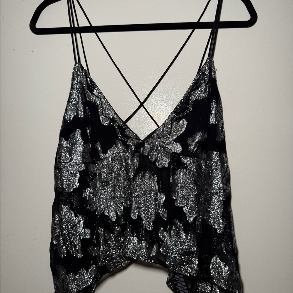 Urban Outfitters Black and Silver Camisole